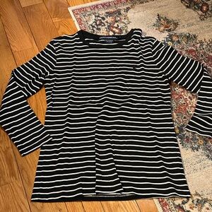 Ralph Lauren Black and White Striped Long Sleeve Top